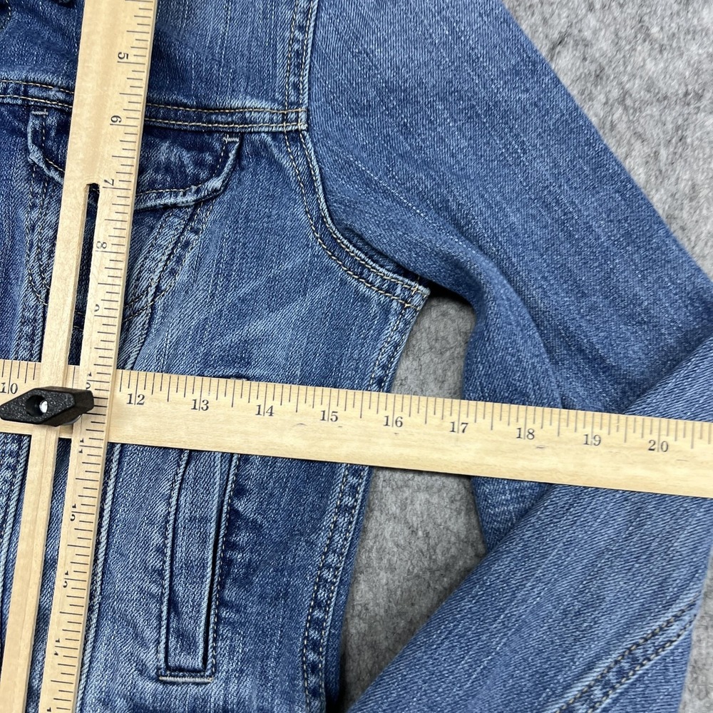 American Eagle Jacket Womens S Blue Denim Cropped Trucker Button Casual Outdoor - Picture 7 of 14
